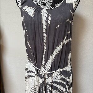 Beulah Grey and White Tie Dye Backless Dress